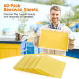 60-Pack Beeswax Sheets, 16-1/3 inch x 7-2/3 inch,Beehive Wax Foundation, Beeswax Foundation Sheet, Beeswax for Candle Making Beekeeping Varku