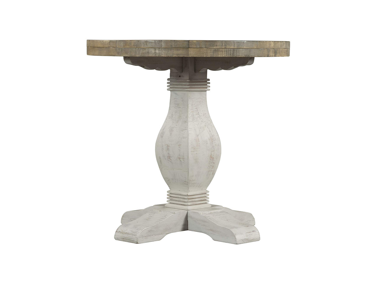 Napa Solid Wood Farmhouse Rustic Reclaimed Natural and White Stain Round End Side Accent Living Room Table, Nightstand Bedside 26" W x 26" D x 25" H Martin Svensson Home