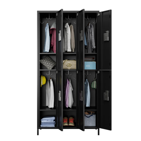 Aobabo Metal Storage Locker for Office Gym Bedroom Dormitory, 6 Doors Steel Storage Locker Cabinet for Employees, Industrial Storage Locker with 12 Hooks, Black (6 Door-Black), Assembly Required Aobabo
