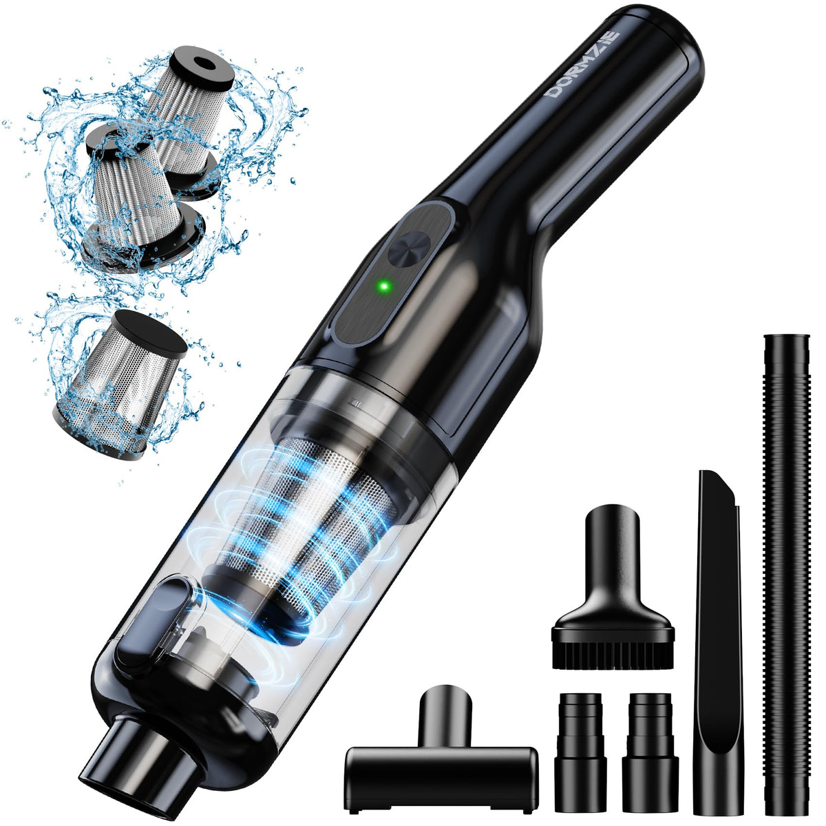 Cordless Handheld Vacuum, Rechargeable Car Vacuum with 16000Pa Powerful Suction, Ultra-Lightweight 1.3lbs, Brushless Motor, Multiple Accessories for Home Office Car Pets Cleaning dormzie