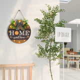 Interchangeable Welcome Sign for Front Door with 14 Changeable Icons, Farmhouse Front Porch Decor Rustic Wooden Wall Sign with 12 LED Lights, Outdoor Seasonal Welcome Home Decorations (Wood home1) HOMCDALY