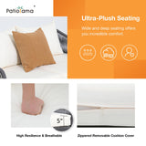 Patiorama 4 Piece Patio Furniture Set, Outdoor FSC Certified Acacia Wood Conversation Set, All-Weather Rope Sofa Set w/Coffee Table, Loveseat, Modern Deep Seating Set for Lawn Balcony Poolside, Cream Patiorama