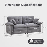 84" Loveseat Sofa, Modern Couches for Living Room,Double-Layer Cushion Cloud Couch with Deep Seat,Super Comfy Chenille Sofas,Sturdy Frame, Easy Assembly for Bedroom, Apartment, Office, Dark Grey Opiesit
