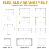 DWVO 7-Piece Patio Furniture Set, All-Weather PE Rattan Wicker Outdoor Sectional Sofa with Soft Cushions & Coffee Table, Patio Conversation Set for Backyard, Garden, Porch, Balcony (Beige+Black) DWVO