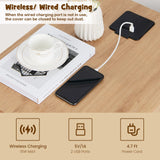 Giantex Dog Crate Furniture, Wooden Dog Kennel End Table with Removable Cushion, Storage Drawer, Latched Door, Wireless and Wired Charging, Giantex