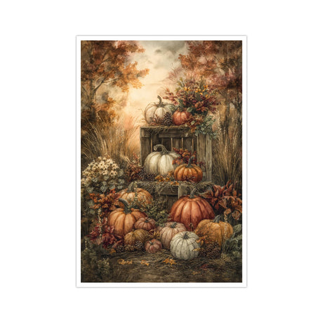 Farmhouse Fall Wall Art Rustic Pumpkin Harvest Poster Vintage Autumn Canvas Print for Living Room Kitchen Entryway Seasonal Home Decor 12x16in Unframed Generic