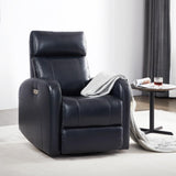 CHITA Genuine Leather Power Swivel Glider Recliner Chair for Adults, FSC Certified Electric Nursery Rocker Recliner Chair for Living Room, Navy Blue CHITA