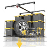 Overhead Garage Storage Rack, 4x4 Ft Garage Ceiling Storage Lift, Heavy-duty Ceiling Mounted Garage Storage Lift System for Garage Organization, 250lbs Weight Capacity KOKORACKER