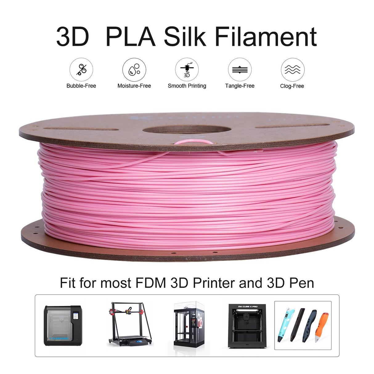 Kretrum Pink PLA 3D Printing Filament 1.75mm 1KG 2.2LBS Cardboard Spool 1.75mm PLA 3D Printer Filament Refills Suitable for Most FDM 3D Printer fits Bambu Creality FlashForge Anycubic ELEGOO etc. Pink Kretrum