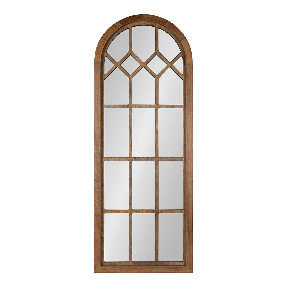 Kate and Laurel Gilcrest Traditional Arch Wood Framed Windowpane Wall Mirror, 18 x 47, Rustic Brown, Farmhouse Decorative Mirror Kate and Laurel