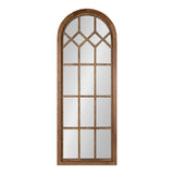 Kate and Laurel Gilcrest Traditional Arch Wood Framed Windowpane Wall Mirror, 18 x 47, Rustic Brown, Farmhouse Decorative Mirror Kate and Laurel