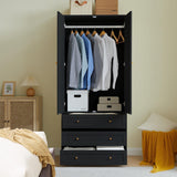 PHOYAL Wardrobe Closet Armoire, 71 "Wardrobe Armoire Wooden Closet with 4 Doors, 6 Drawers Household Freestanding Wooden Closet Storage Cabinet for Bedroom PHOYAL