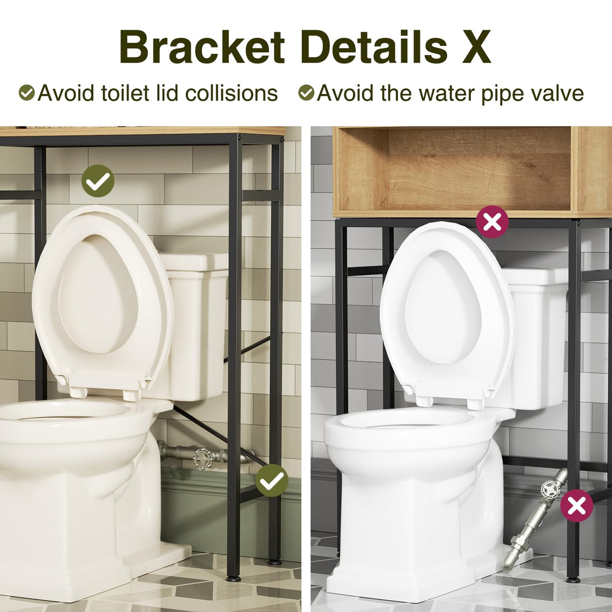 Over The Toilet Storage Cabinet with Fluted Doors and Adjustable Shelf, Tall Bathroom Organizer with Metal Stand Space Saver Over Toilet , Wood Rack for Bathroom, Restroom, Laundry, Natural Oak FiveWillowise