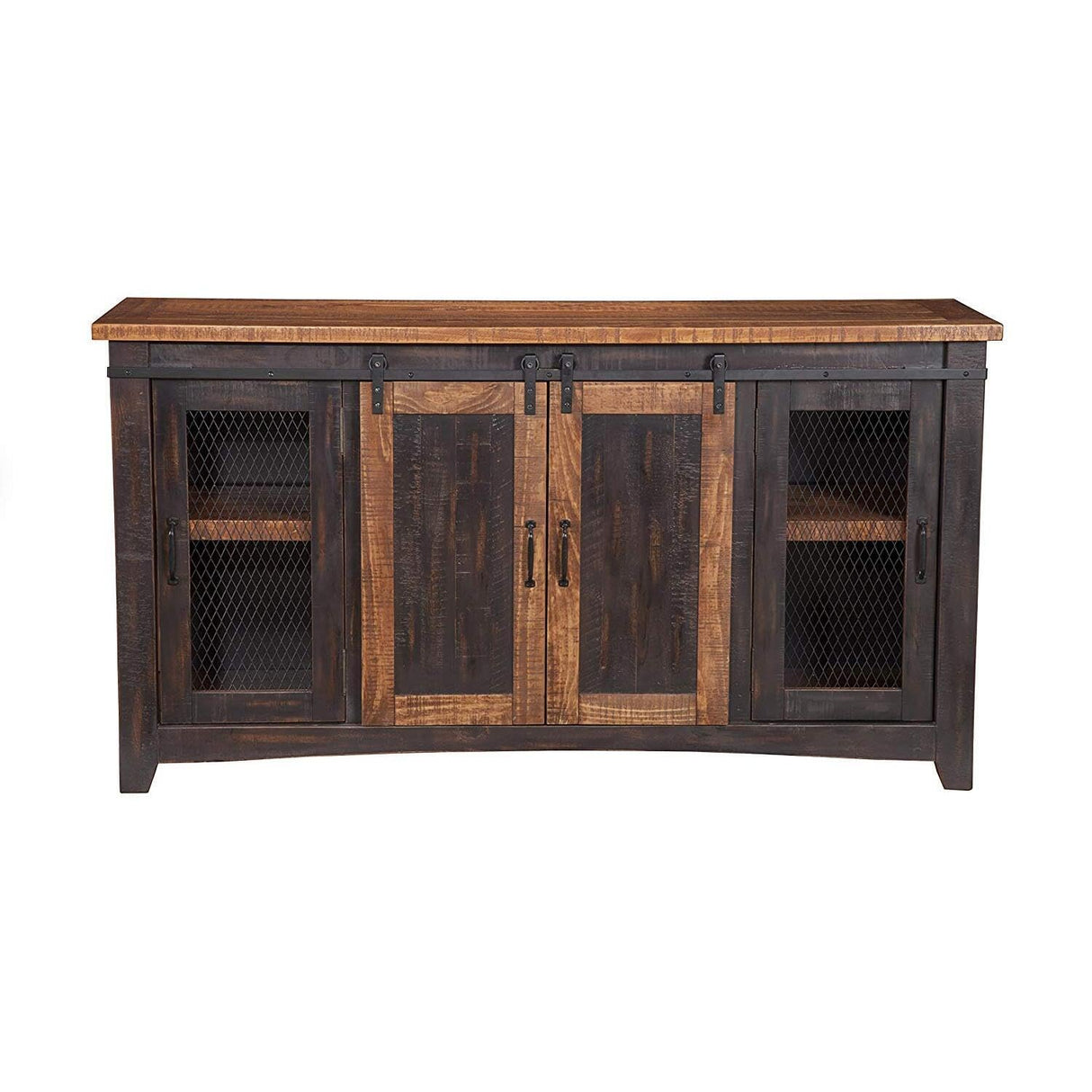 Martin Svensson Home Santa Fe 70" TV Stand | Antique Black & Aged Distressed Pine Martin Svensson Home