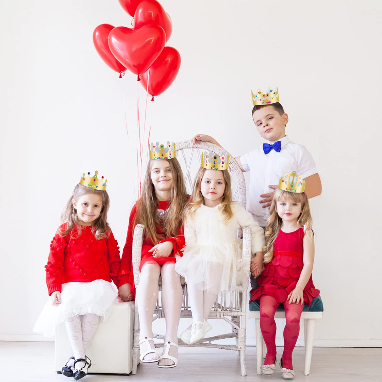 ZYNERY 47 PCS Golden Birthday Crowns with DIY Stickers Kit Paper Crown Party Hats for Kids Classroom School,Prince Princess Birth Decor Gift ZYNERY