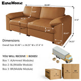 EASE MOOSE Loveseat Sofa for Living Room,Oversized Deep Seat Modular Sectional,Modern Comfy 2 Seater Sofas,Scratch Resistant Faux Leather Couch for Small Spaces, Brown EASE MOOSE