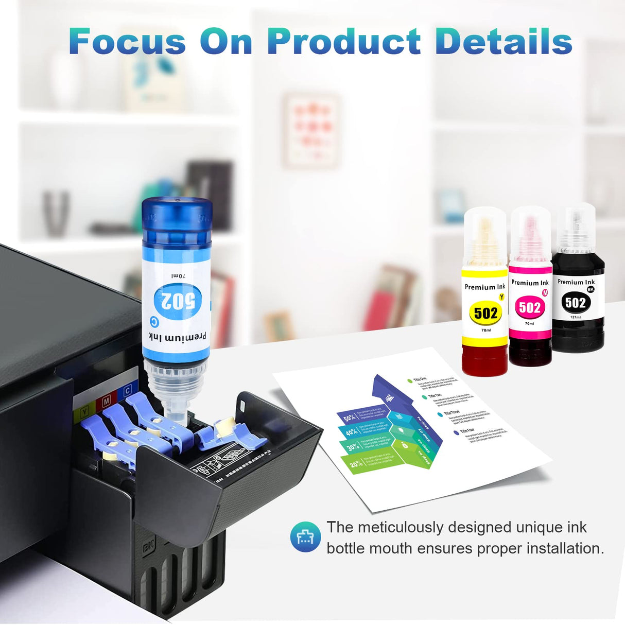 ET-4760 Ink for Epson 502 Compatible Ink Refill Bottle Replacement for Epson 502 T502 Refill Ink use for ET-4750 ET-2850 ET-3850 ET-2700 ET-2760 ET-4760 ET-3760 ET-3700 ET-3750 Printer (4 Pack) Sutuink