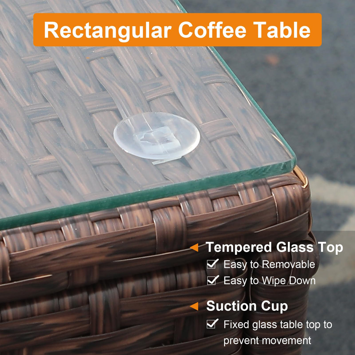 JOIVI 8 Pieces Patio Conversation Sets, All Weather Outdoor Sectional Patio Sofa, U-Shaped PE Wicker Patio Furniture Sets with Storage Box, Coffee Table, 3 Pillows, for Garden, Porch, Brown JOIVI