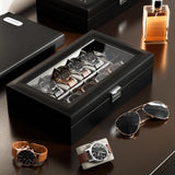 ProCase Watch Box Organizer for Men, 12 Slot Watch Display Case With Glass Lid, PU Leather Watch Storage Mens Watch Case, Watch Holder Organizer for Men Women -12 Slot, Black ProCase