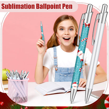 Yexiya Sublimation Pens Blank Heat Transfer Pen Sublimation Ballpoint Pen with Shrink Wrap White Aluminum Customized Clip Pen School Supplies for Christmas Office School Stationery Supplies (20 Pcs)