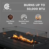 Wisteria Lane 7 Seats Aluminum Outdoor Patio Furniture Set with 54 Inch Propane Gas Fire Pit Table, Modern Patio Conversation Sets with Outdoor Sectional Couch for Backyard, Garden, Dark Grey Wisteria Lane