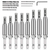 COMOWARE 17pcs VIX Bits Self Centering Drill Bit Set, 1/4" Hex Shank Self Centering Hinge Drill Bit Set for Woodworking Window Door Hinge, Quick Change with 1 Hex Key & 8 Drill Bits 5/64-1/4” COMOWARE