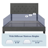 Allewie Full Size Button Tufted Platform/Fabric Upholstered Bed Frame with Adjustable Headboard/Wood Slat Support/Mattress Foundation/Dark Grey (Full) Allewie