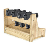 QWORK Wood Pistol Rack Gun Safe - Handgun Rack for Gun Cabinet Storage, with Additional Magazine and Bullet Storage Drawer, 12.2" x 7.6" x 8.5", Pistol Rack Holder, Gun Rack Organizer QWORK