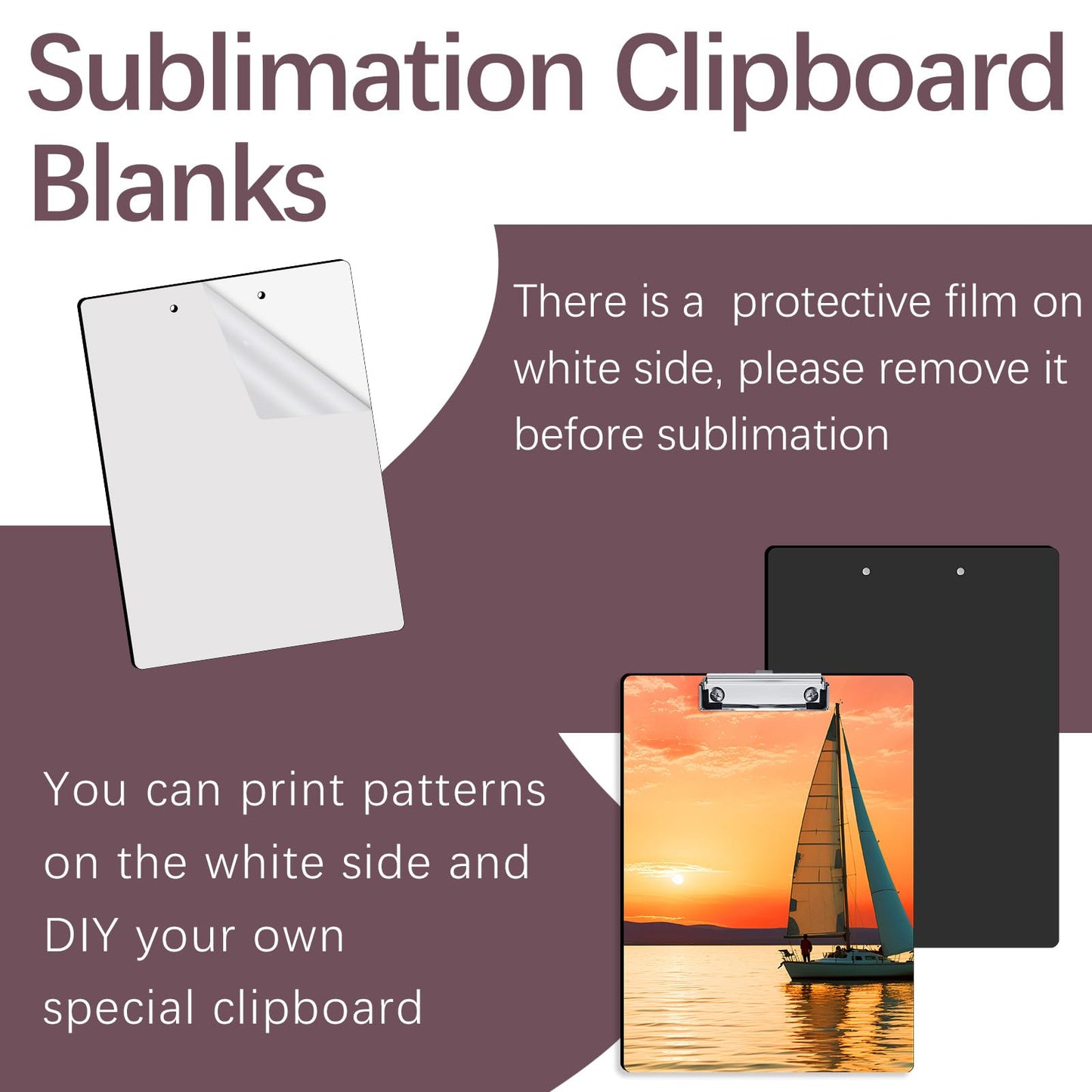 6 Pack Sublimation Clipboard Blanks Bulk MDF Sublimation Clipboard A4 Letter Size 8.8'' x 12.4'' Sublimation Teacher Blanks for Office Products DIY Handmade Craft Sublimation Ornaments Blanks