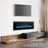 Rodalflame 72 Inches Electric Fireplace Inserts, Recessed and Wall Mounted Fireplace Heater for Indoor Use with Remote Control, 13 Color Flames with Log &Crystal, 9H Timer, 750/1500W RODALFLAME