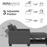 DURASPACE 39 Inch Sleeper Chair 3-in-1 Convertible Chair Bed Pull Out Sleeper Chair Beds Adjustable Single Armchair Sofa Bed with USB Ports, Side Pocket, Cup Holder (Dark Gray Linen) DURASPACE
