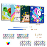 CarlonLin Framed 4 Pack Paint by Number for Kids, Paint by Numbers for Kids Ages 8-12, Paint by Numbers Kits Children Beginner, DIY Acrylic Oil Painting for Home Wall Decor (8x8inch) CarlonLin