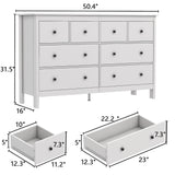 wanan 8 Drawer Dresser, 50" Modern White Dresser &Chests of Drawer, 8 Drawer Wide Dressers for Bedroom wanan