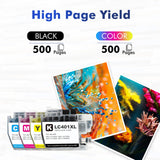 LC401XL LC401 MFC-J1010DW Ink Cartridges for Brother Printer 401XL LC 401 for MFC-J1010DW MFC-J1170DW MFC-J1012DW MFC-J1800DW MFC J1010DW - 4 Pack High Yields Black Cyan Magenta Yellow Toner H-Party