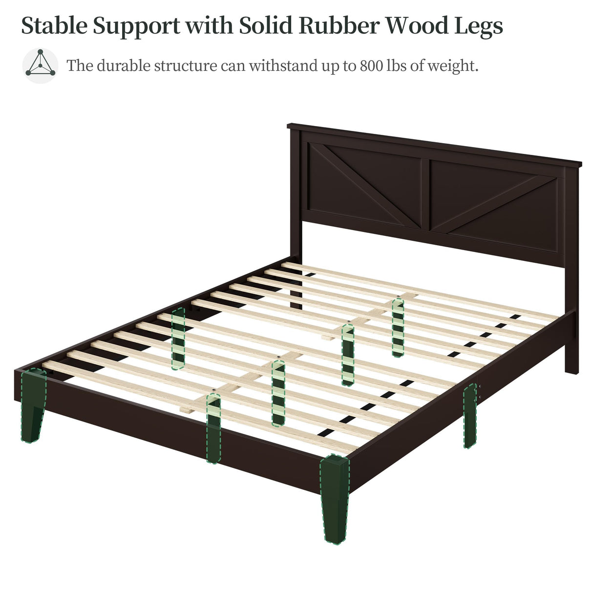 Yaheetech Wood Bed, Rubber Wood Platform Bed Frame with Headboard/Wood Slats, Farmhouse Style, No Box Spring Needed, Mattress Foundation, Noise-Free, Easy Assembly, Queen Size, Espresso Yaheetech