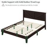Yaheetech Wood Bed, Rubber Wood Platform Bed Frame with Headboard/Wood Slats, Farmhouse Style, No Box Spring Needed, Mattress Foundation, Noise-Free, Easy Assembly, Queen Size, Espresso Yaheetech
