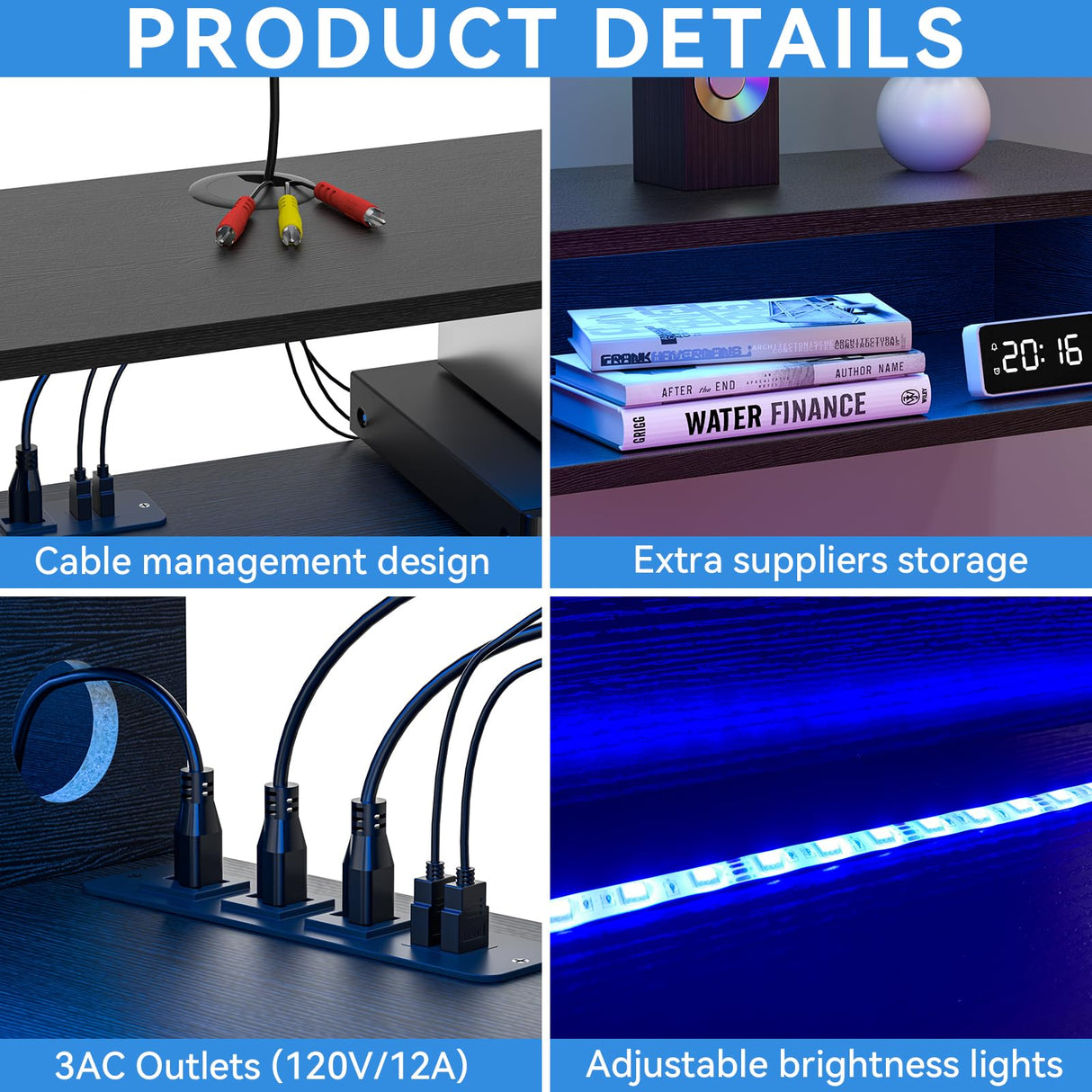 FABATO 71'' Floating TV Stand with LED Light Power Outlet, Floating Shelf for Under TV Wall Mount with Storage Shelf, Media Console Entertainment Center for Living Room, Black FABATO