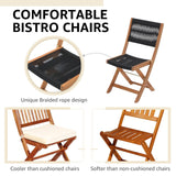 OC Orange-Casual 3 Piece Acacia Patio Bistro Set, Outdoor Compact Wood Table and Chairs Set of 2 for Apartment Balcony Front Porch Deck Yard, Black OC Orange-Casual