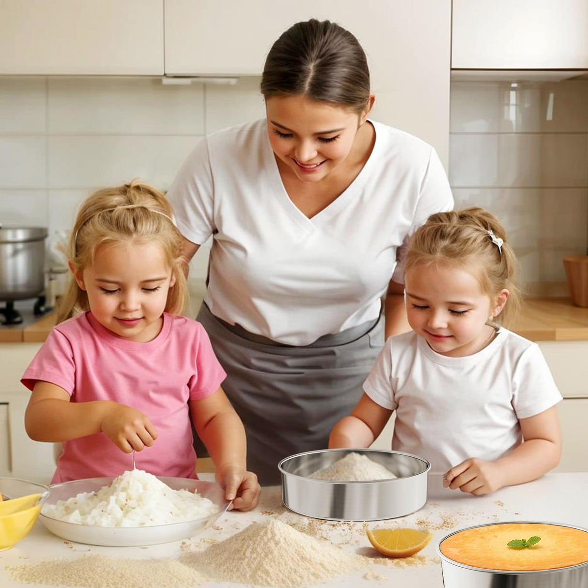 8 Inch Round Cake Pans Set of 2, Nonstick Stainless Steel Baking Pans Set with 100PCS Parchment Papers, Durable Birthday Christmas Circle Layer Cake Pans, Cake Pans Sets for Baking, Dishwasher Safe AWTBDP