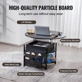 VEVOR Round Lift Top Coffee Table for Living Room, 35.3 in Round Coffee Table with Storage and Hidden Compartment, Circle Coffee Table with LED Light, Black VEVOR