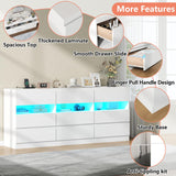 Loomie 9 Drawer Triple Dresser with Charging Station & Led Lights for Bedroom,Long 63" White Dresser TV Stand for TVs up to 75",Wide Large Drawer Dressers Organizer with 3 Open Cubbies for Hallway Loomie