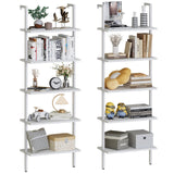 Aboxoo 5-Tier White Ladder Shelf - Industrial Wood Rack for Books, Plants & More aboxoo