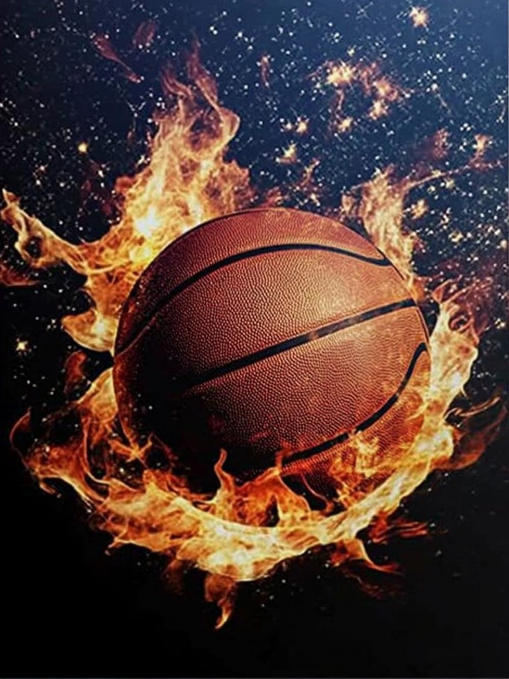 MaiYiYi Fire Basketball Diamond Painting by Numbers 5D Full Round Diamond Painting Basketball Diamond Painting Cross Stitch Kit Ball Lover Diamond Painting for Adult Wall Art Decor (30X40 CM) MaiYiYi