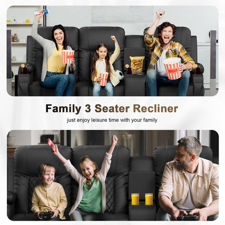YONISEE 3 Seat Recliner Sofa, Large Reclining Sofa with Storage Console, Manual Reclining Chair with USB Ports, 2 Cell Phone Holder, 3 Seater Loveseat Recliner Couch for Living Room YONISEE