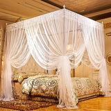 JNTKE Canopy Bed Frame, 4 Corners Stainless Steel Bed Mosquito Net Frame Bracket, King Metal Four Corner Bed Mosquito Netting Bracket for Bedroom Decoration, 78"x 78"x 78" JNTKE