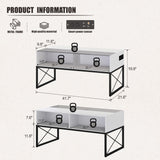 Glass Coffee Tables for Living Room, Grey Mid Century Modern Coffee Table with Storage, Smart Led Light Wood Coffee Table（White） HWB