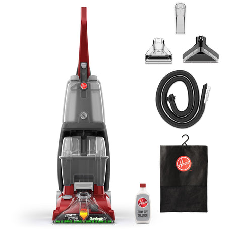 Hoover Power Scrub Deluxe Carpet Cleaner Machine, Upright Shampooer, FH50150, Red Hoover