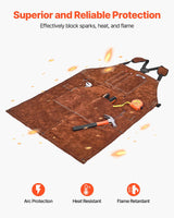 VEVOR Leather Welding Work Apron, Heavy Duty Cowhide Flame Resistant Welding Apron, Heat-Resistant Blacksmith Welder Aprons with 6 Tool Pockets for Woodworking, Gardening, BBQ VEVOR