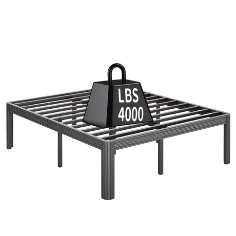 Breezehome King Size Bed Frame with Round Corner Leg, 14in High No Box Spring Needed, Heavy Duty Metal Platform Bed Frame, Noise Free, 4000 Pounds Support for Mattress, Black Breezehome