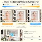 Makeup Vanity Desk with Mirror and Lights, White Vanity with Jewelry Storage Cabinet, Vanity Table Set with Chair and Large Drawer, Cabinets and Multi-Shelf, Charging Station, 3 Color Lighting Maupvit